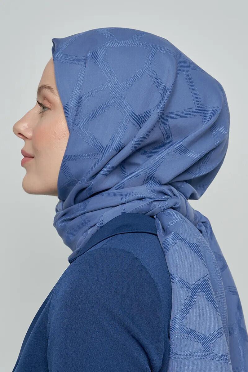 Jakar Pamuk Şal Mozaik Desen - Kot Mavi - ED Scarf