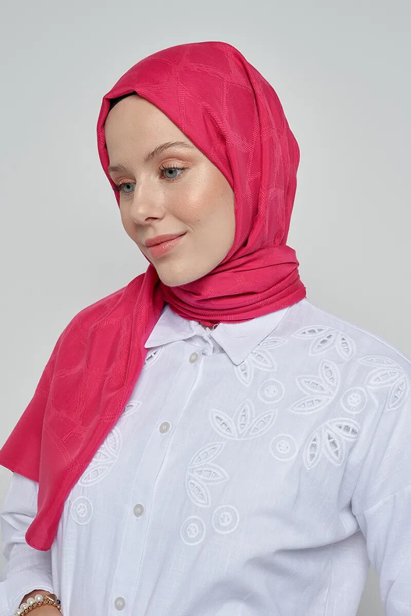 Jakar Pamuk Şal Mozaik Desen - Pembe - ED Scarf