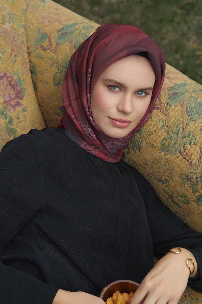 Lace Modal Eşarp - Bordo - 1