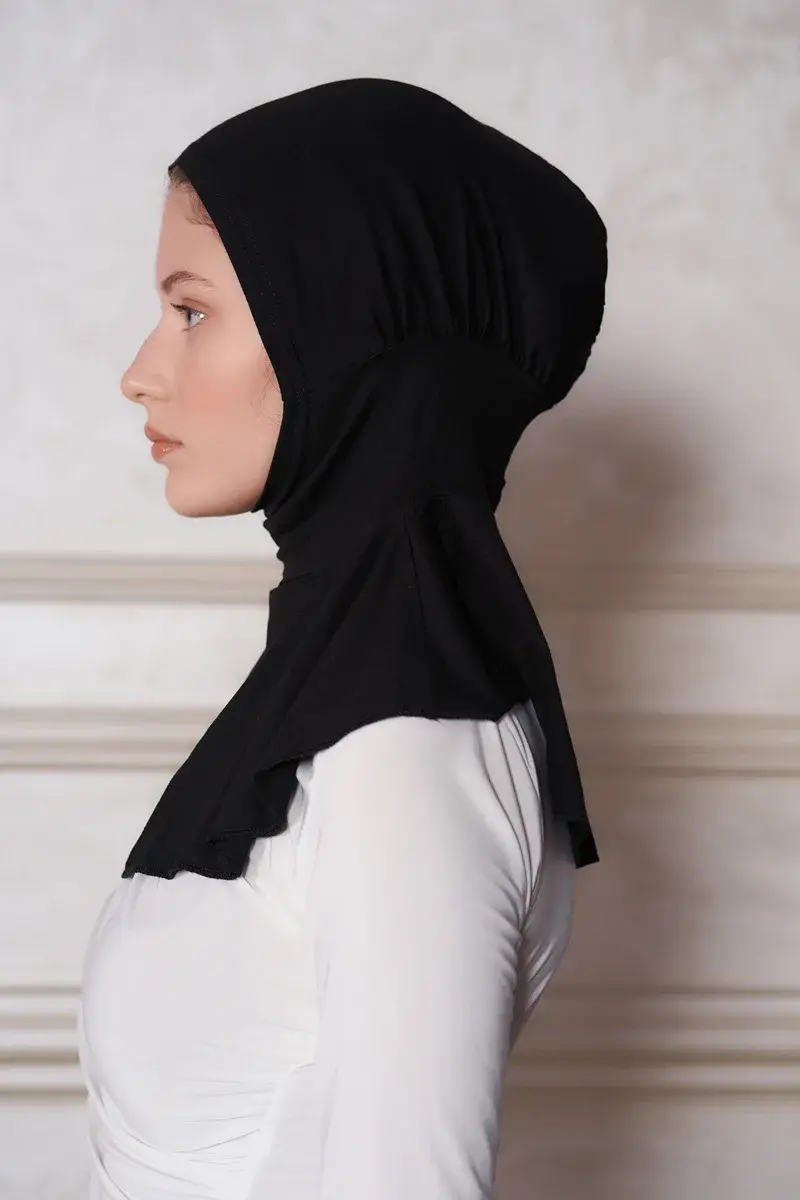 Spor Hijab Pratik Hazır Geçmeli Bone - Siyah - 2