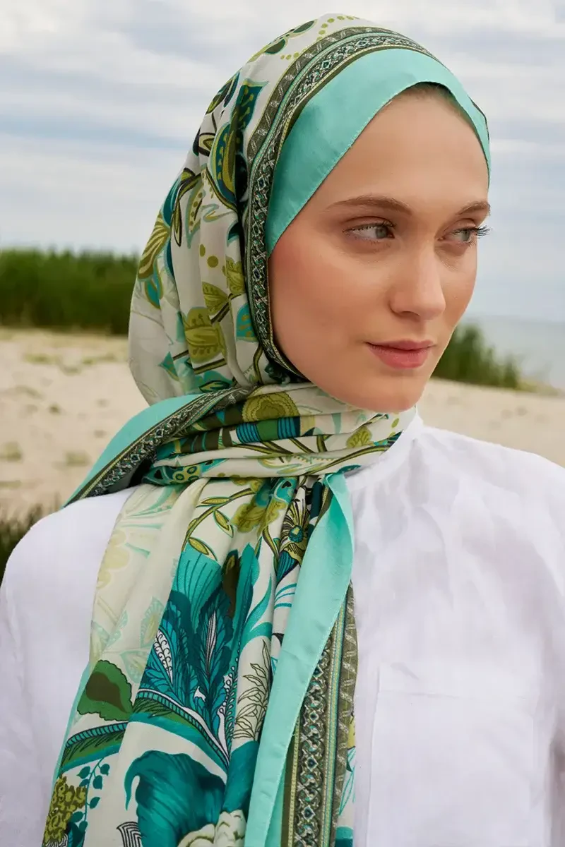 Tablo Desen Pamuk İpek Şal - Cam Göbeği - ED Scarf